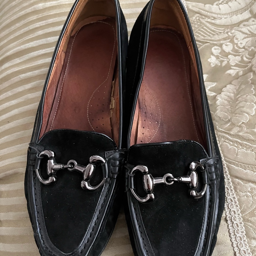 Sleek Black Loafers with Silver Accents